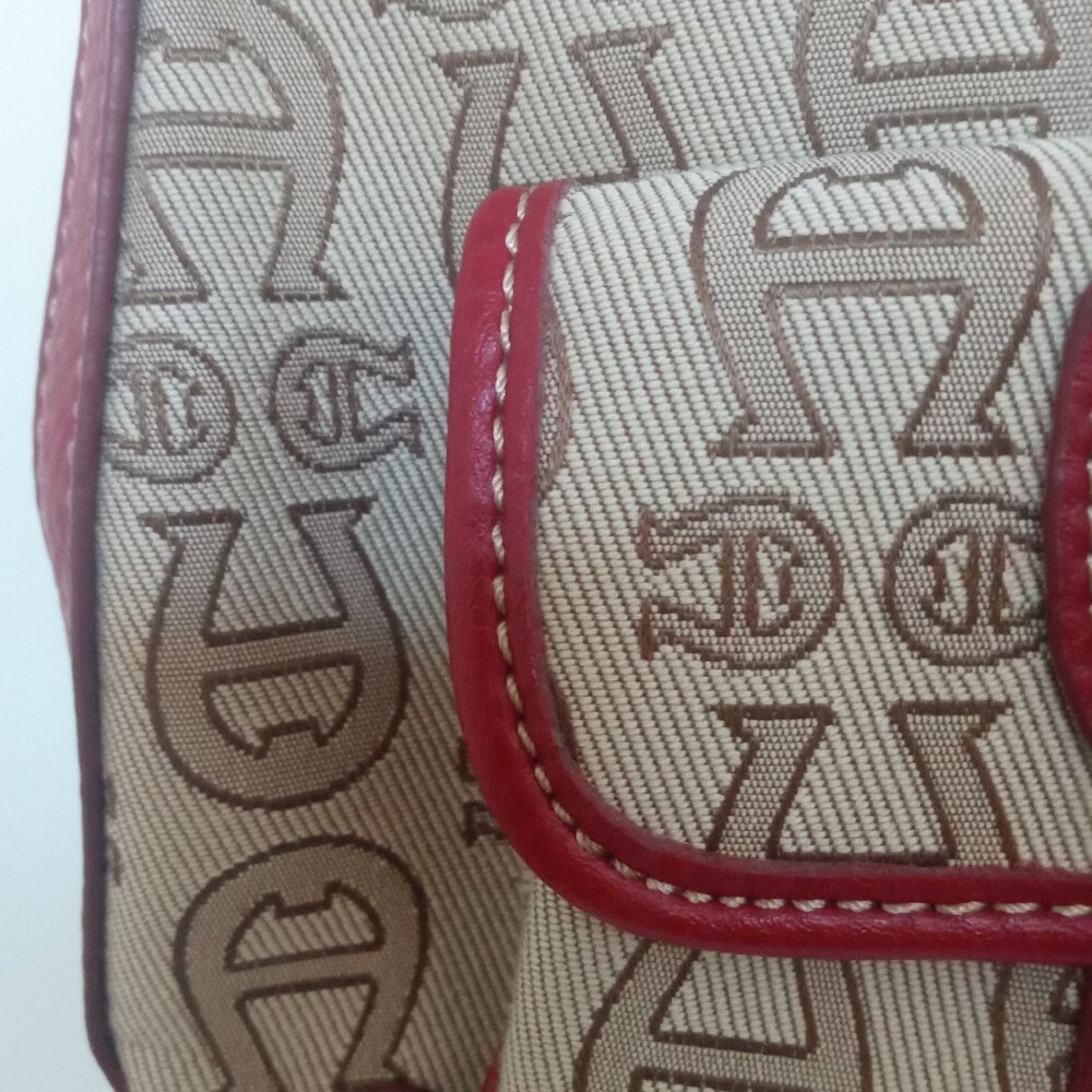Etienne Aigner Y2K LIKE NEW Canvas Cream and Red Logo Handbag Clean No Wear - Picture 3 of 5